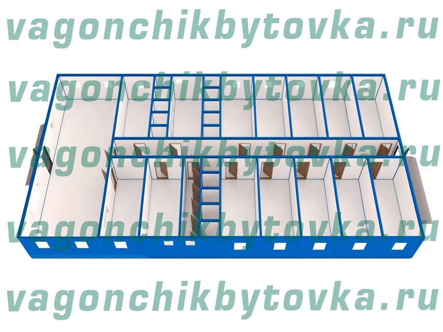 Общежитие модульное двухэтажное из 40-ка шт БК